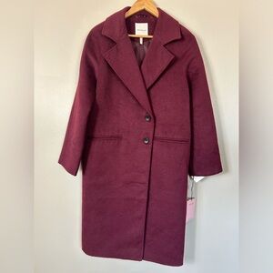 New NWT Avec Les Filles Deep Burgundy Trench Coat